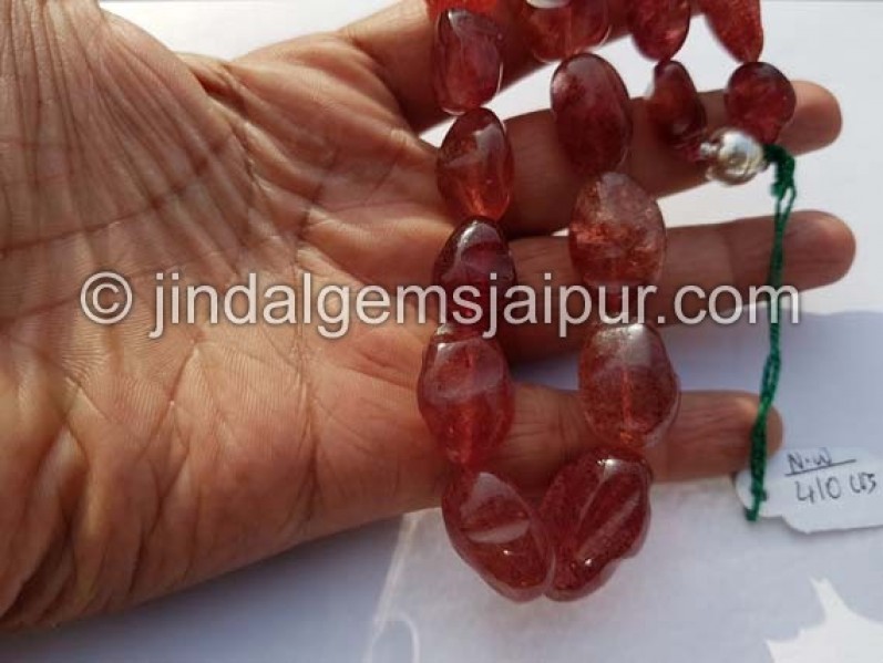 Strawberry Quartz Smooth Irregular Nugget Beads