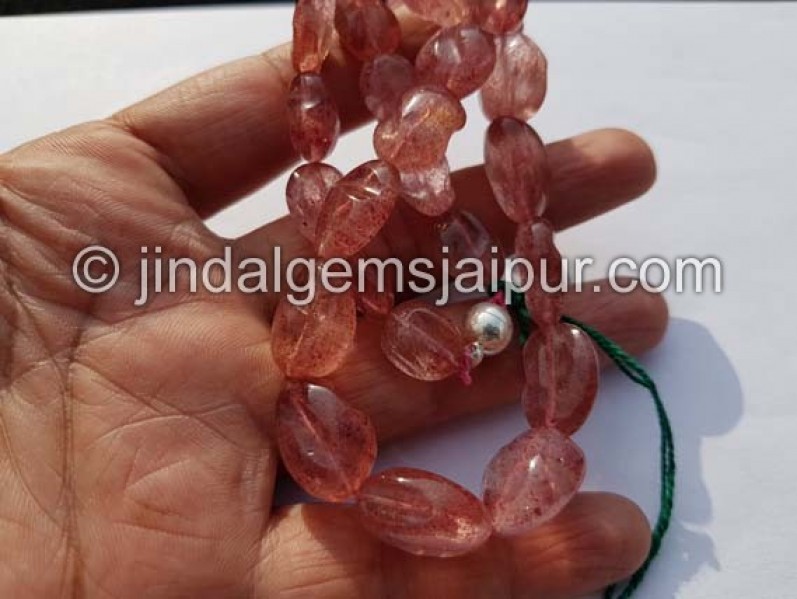 Strawberry Quartz Smooth Irregular Nugget Beads