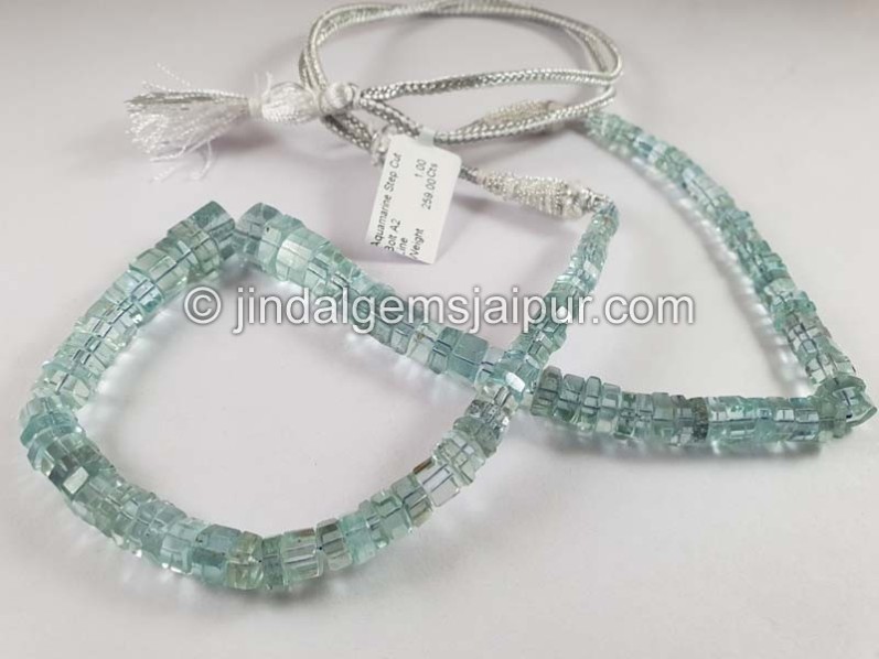 Aquamarine Step cut Bolt Shape Beads