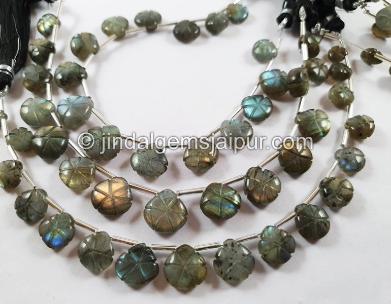 Labradorite Carved Heart Beads