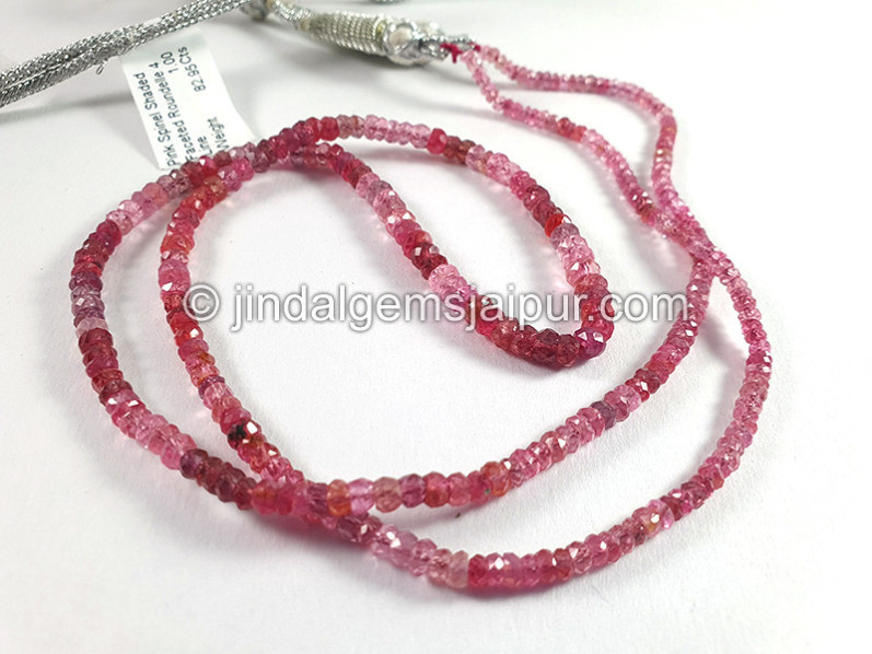 Pink Spinal Shaded Faceted Roundelle Shape Beads