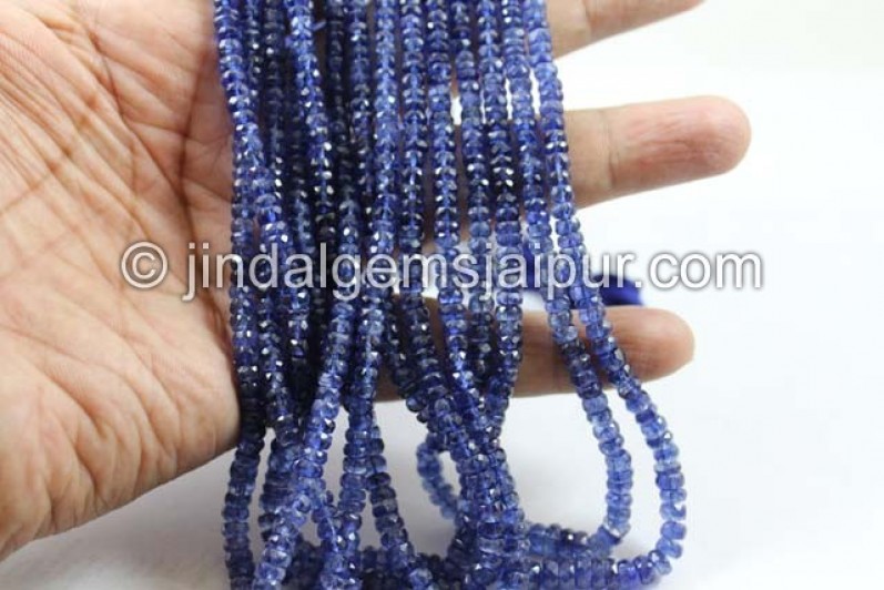 Deep Blue Kyanite Faceted Roundelle Beads