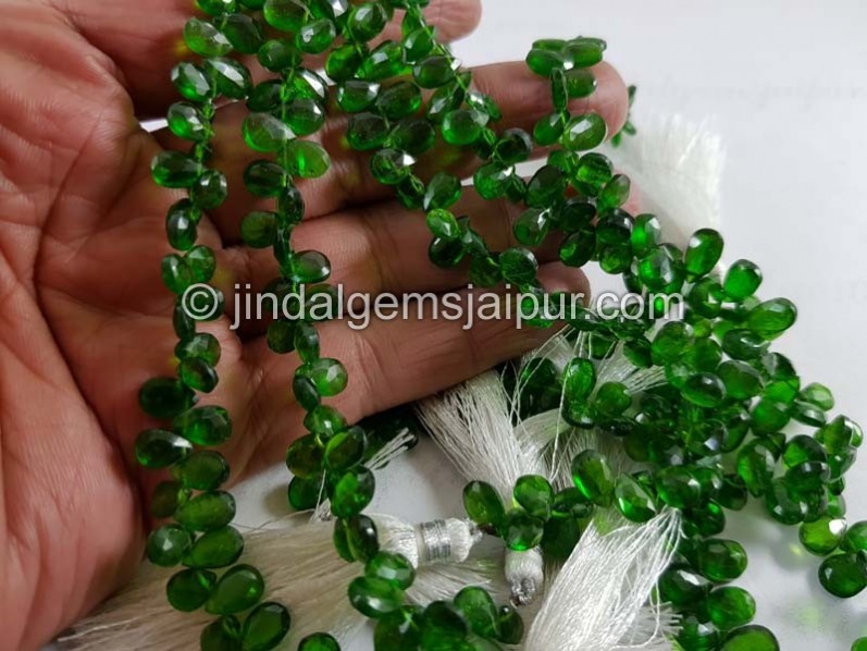 Chrome Diopside Faceted Pear Beads