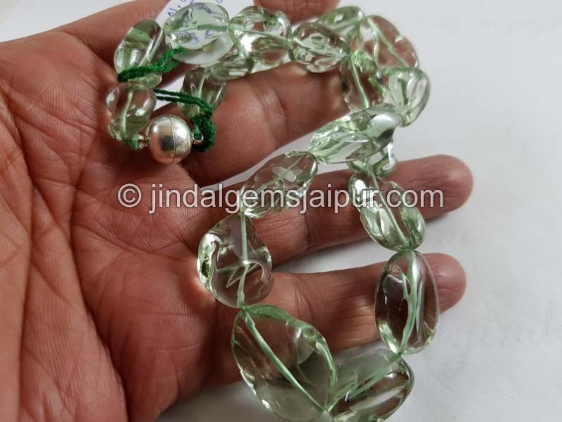 Green Amethyst Smooth Irregular Nugget Beads