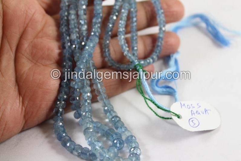 Moss Aquamarine Faceted Roundelle Beads