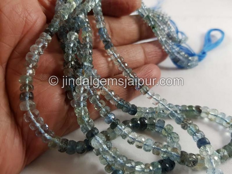 Moss Aquamarine Shaded Faceted Roundelle Beads