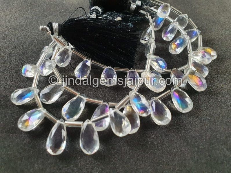 Rainbow Doublet Faceted Pear Beads