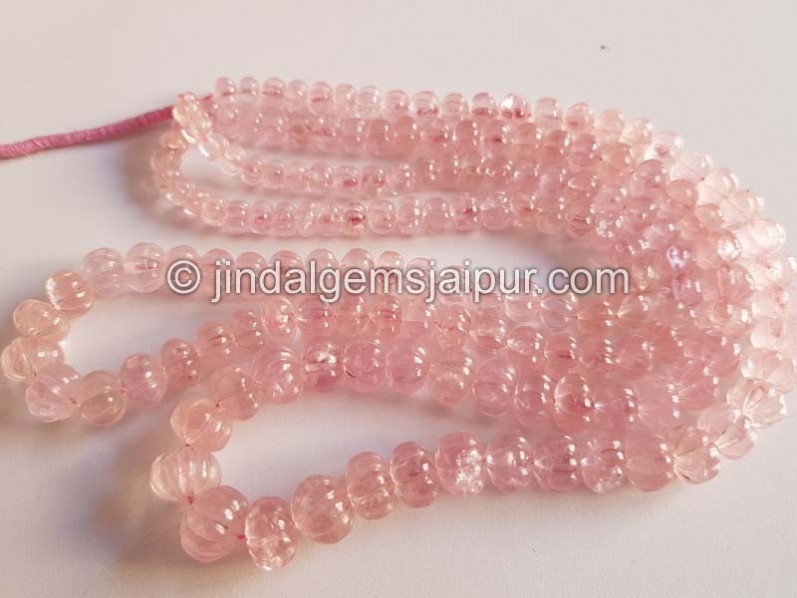 Pink Morganite Carved Pumpkin Beads