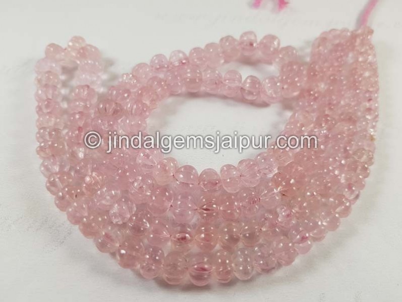 Pink Morganite Carved Pumpkin Beads