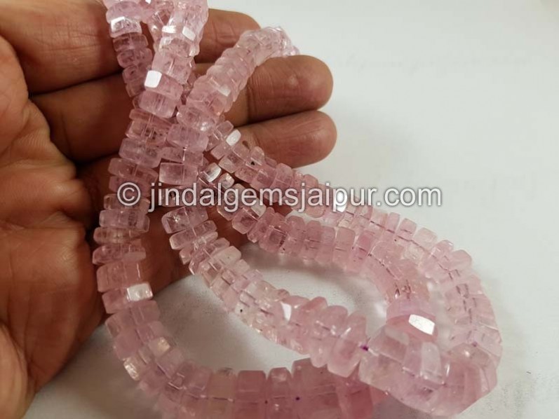 Pink Morganite Step Cut Roundelle Beads