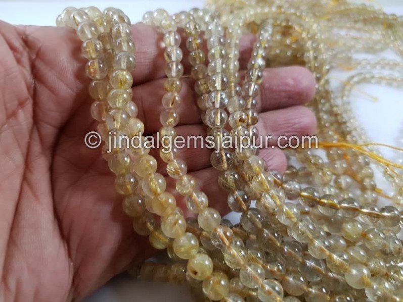 Golden Rutile Smooth Round Beads