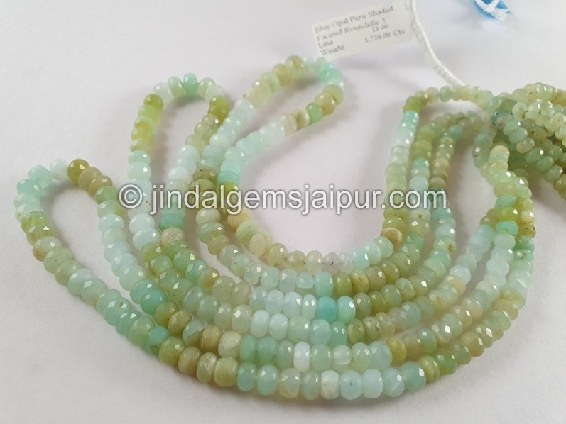 Blue Opal Peruvian Shaded Faceted Roundelle Beads