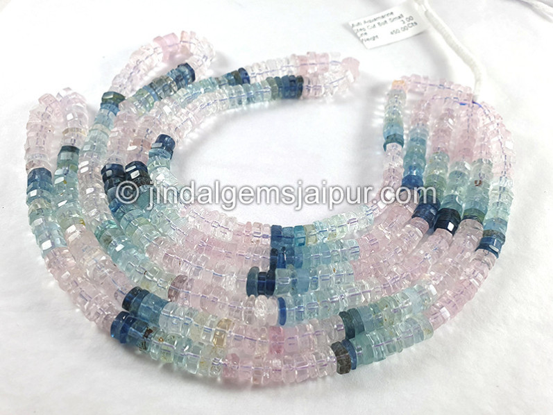 Multi Aquamarine Step Cut Bolt Shape Small Beads