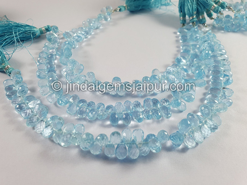 Sky Blue Topaz Faceted Drops Shape Beads