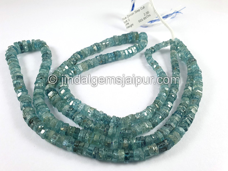 Blue Zircon Step Cut Bolt Shape Beads