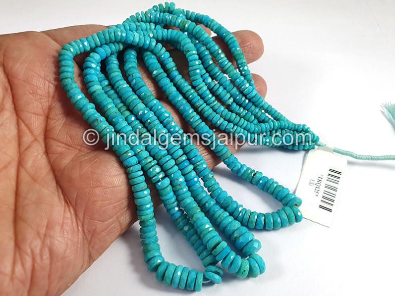 Turquoise Faceted Tyre Shape Small Beads