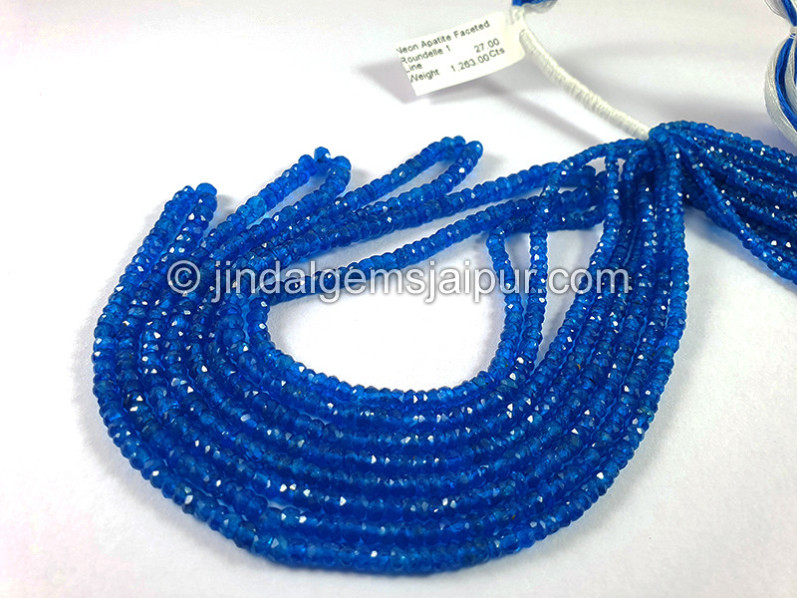 Neon Apatite Faceted Roundelle Shape Beads