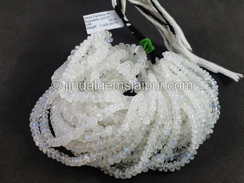 White Rainbow Smooth Roundelle Shape Beads