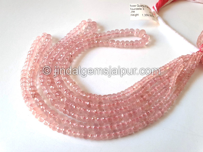 Rose Quartz Faceted Roundelle Shape Beads