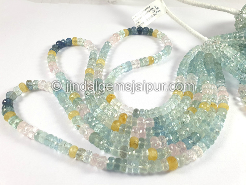 Multi Aquamarine Faceted Roundelle Shape Beads