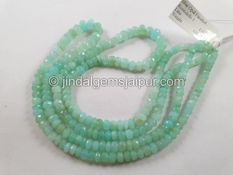 Peruvian Blue Opal Faceted Roundelle Beads
