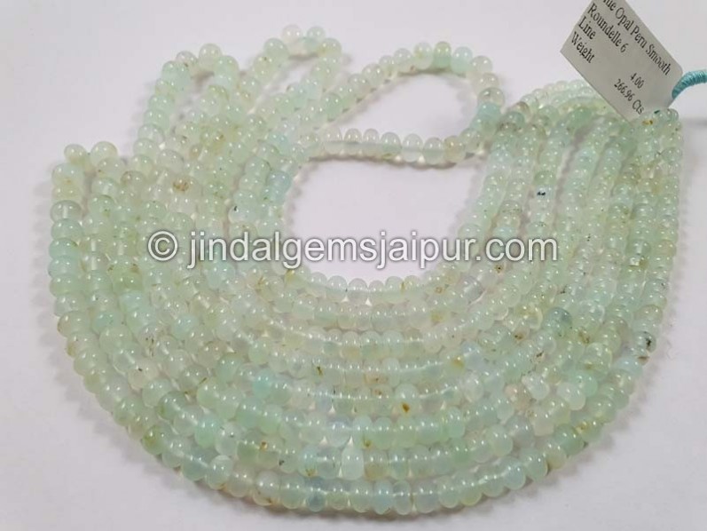 Natural Peruvian Blue Opal Smooth Roundelle Beads