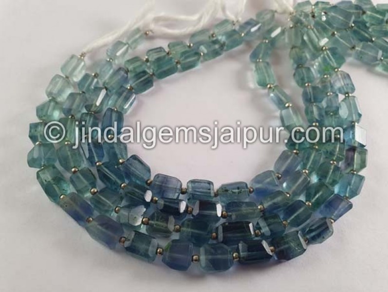 Bluish Green Fluorite Faceted Nugget Beads