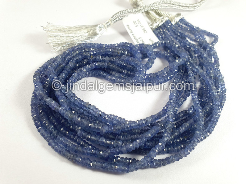 Blue Sapphire Burma Faceted Roundelle Shape Beads