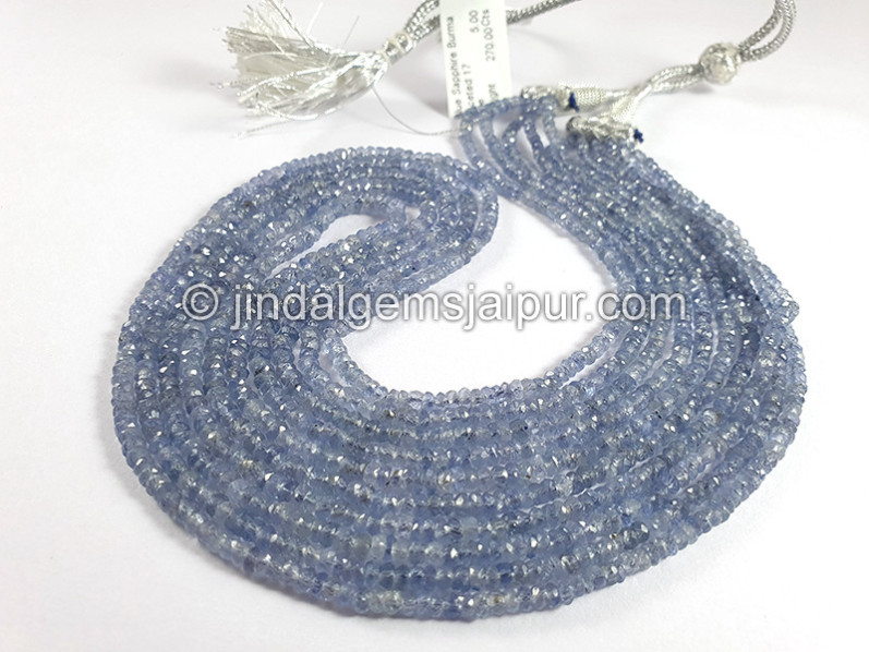 Blue Sapphire Burma Faceted Roundelle Shape Beads