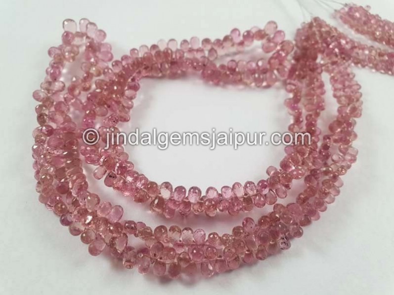 Pink Tourmaline Faceted Drops Beads