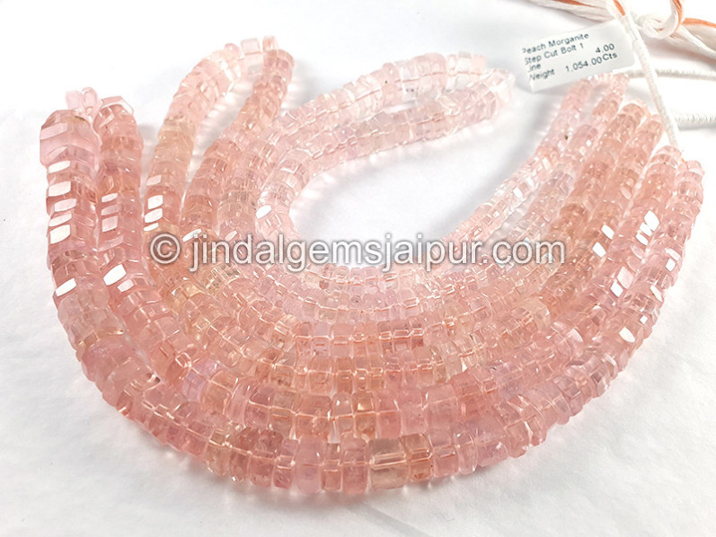 Peach Morganite Step Cut Bolt Shape Beads