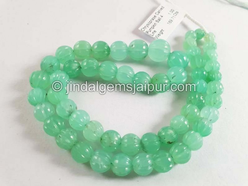 Chrysoprase Carved Pumpkin Balls Beads