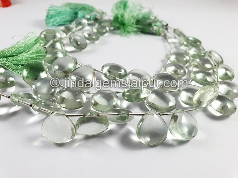 Green Amethyst Smooth Heart Shape Beads