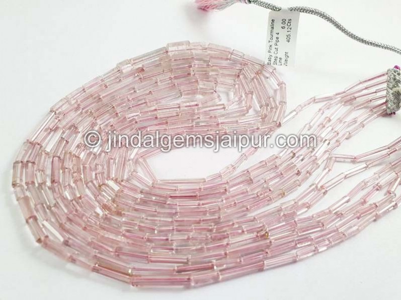 Baby Pink Tourmaline Step Cup Pipe Shape Beads