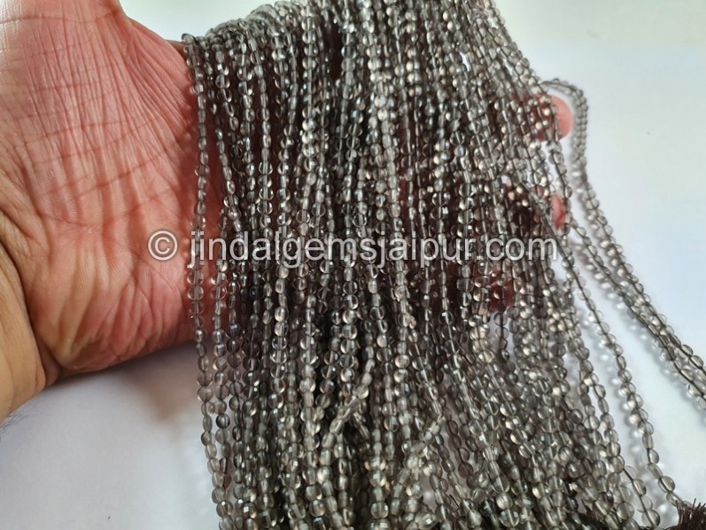 Smoky Faceted Coin Beads