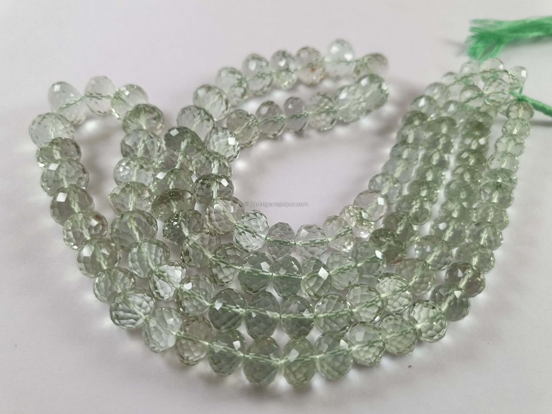 Green Amethyst Concave Cut Rondelle Beads