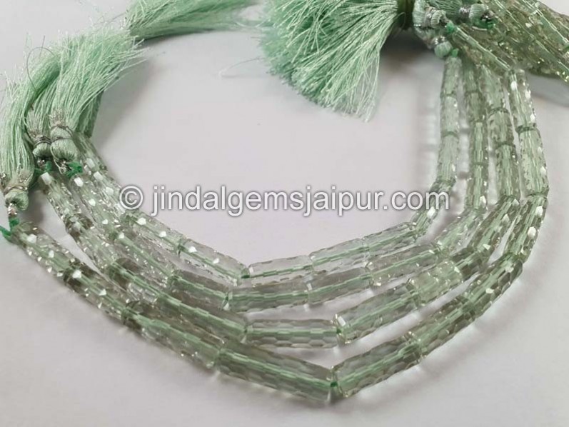 Green Amethyst Concave Cut Pipe Beads