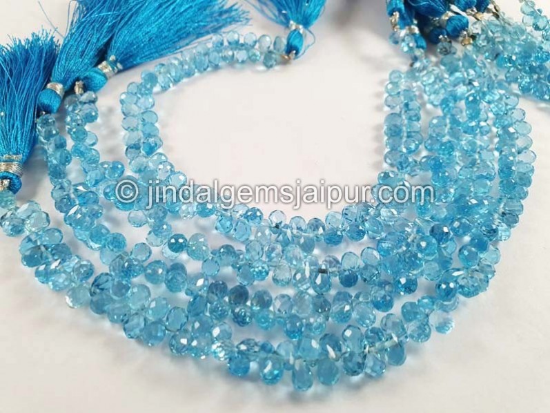 Swiss Blue Topaz Faceted Drops Beads