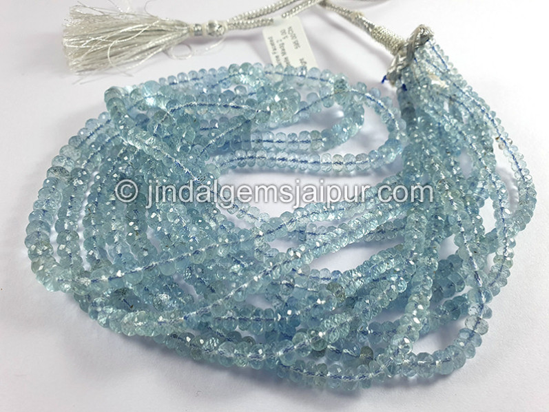 Aquamarine Faceted Roundelle Shape Beads