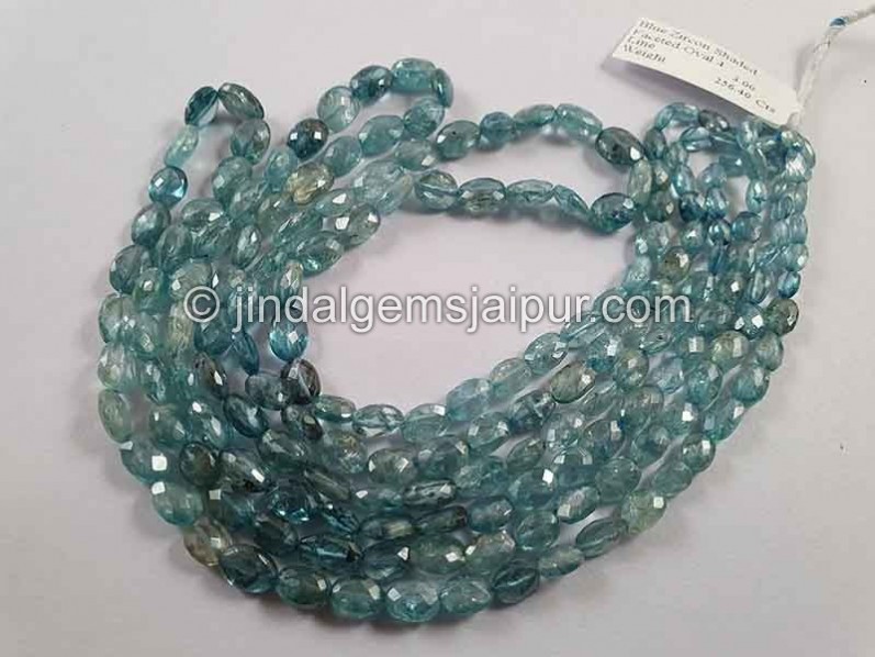 Natural Blue Zircon Shaded Faceted Oval Beads