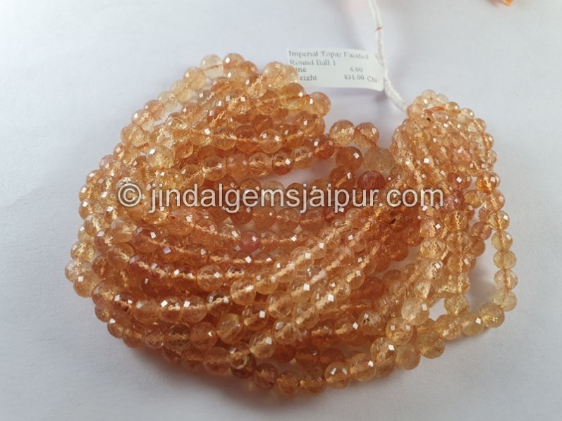 Imperial Topaz Faceted Round Ball Beads