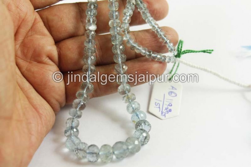 Golden Moss Aquamarine Faceted Roundelle Beads