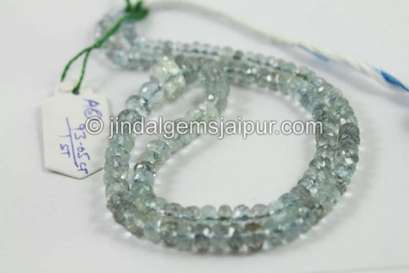 Golden Moss Aquamarine Faceted Roundelle Beads