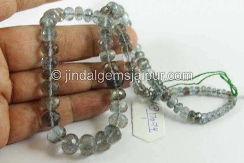 Golden Moss Aquamarine Faceted Roundelle Beads