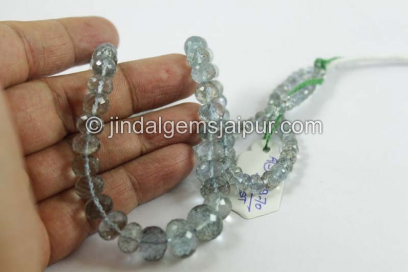 Golden Moss Aquamarine Faceted Roundelle Beads