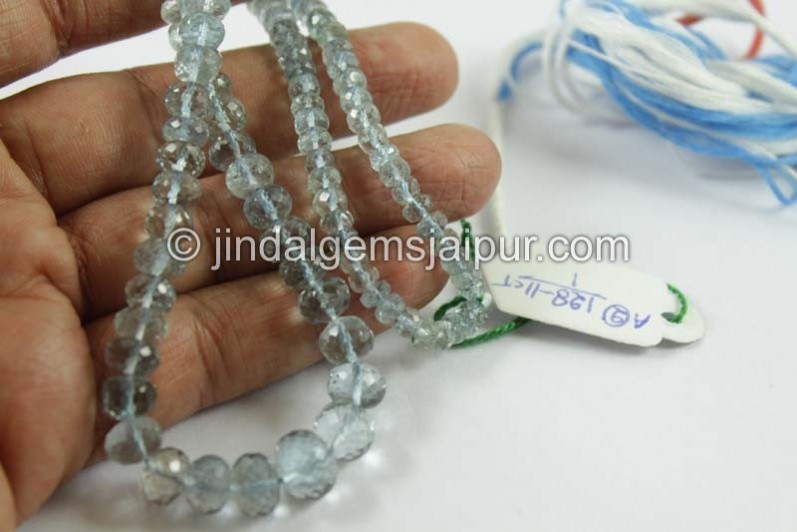 Golden Moss Aquamarine Faceted Roundelle Beads