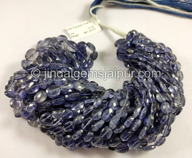 Iolite Faceted Oval Shape Beads