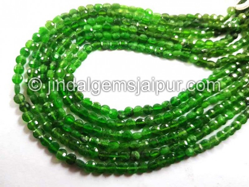 Chrome Diopside Faceted Coin Shape Beads