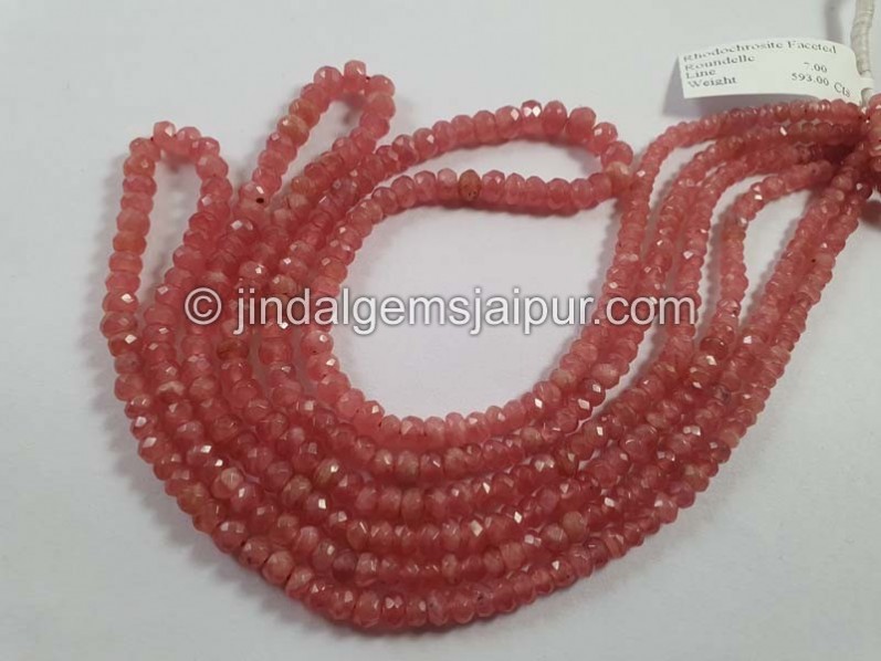 Rhodochrosite Faceted Roundelle Beads