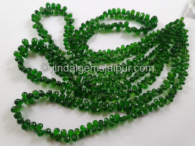 Chrome Diopside Faceted Drops Beads